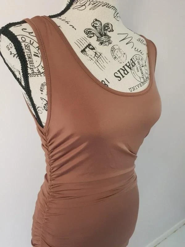 Vestido largo ajustado marrón fruncido SBetro – Talla S (36) – photo 8